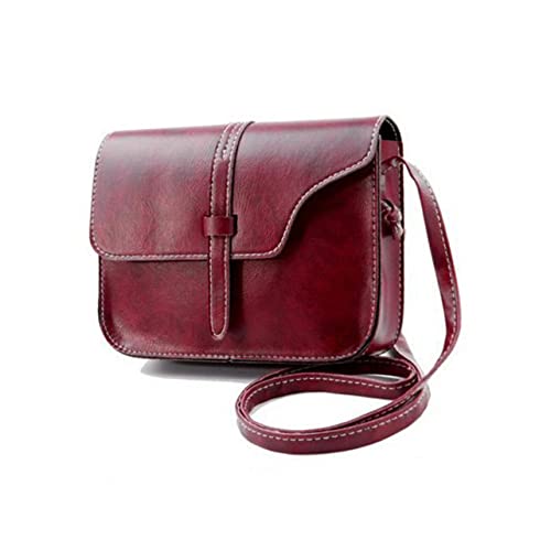 Ipetboom Vintage Damen Handtasche Weinrot Kleines Quadratisches Crossbody Bag mit Verstellbarem Trageriemen Elegant Leicht Mehrere Innenfächer für Kosmetik und Handy Tragemöglichkeiten von Ipetboom