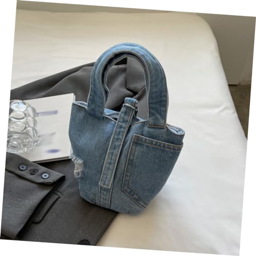 Ipetboom Vintage Denim Handtasche Damen Leichte Tragbare Handtasche mit Griff Modisch und Vielseitig für Alltag Arbeit Shopping und Reisen Geeignet für Frauen und Mädchen Stilvolle Jeans von Ipetboom