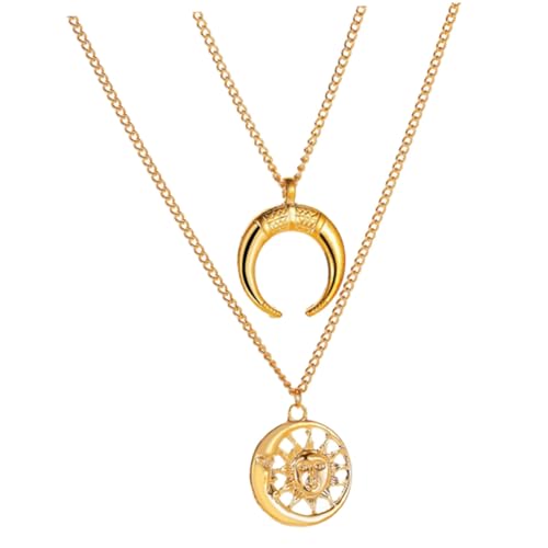 Ipetboom Vintage Doppelte Clavicle Anhänger Halskette Damen Mehrschichtige Boho Kette mit Sonne und Mond Charmantes Goldenes Schmuckaccessoire für Alltag und Party Ipetboom Vintage Doppelte Clavicle Anhänger Halskette Damen Mehrschichtige Boho Kette mit Sonne und Mond Charmantes Goldenes Schmuckaccessoire für Alltag und Party von Ipetboom