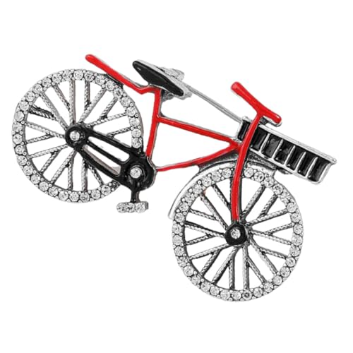 Ipetboom Vintage Fahrrad Brosche mit Strass Kreative Retro Radfahrer Anstecknadel für Damen Modisches Metall Schmuckaccessoire für Kleidung Taschen und Rucksäcke Roter Farbakzent von Ipetboom