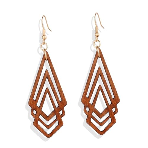 Ipetboom Vintage Geometrische Rhombus Ohrringe Holz Hohl Gestaltet Baumelnde Ohrhänger für Damen Leichter Ohrschmuck für Alltag Party Hochzeit und Besondere Anlässe Ipetboom Vintage Geometrische Rhombus Ohrringe Holz Hohl Gestaltet Baumelnde Ohrhänger für Damen Leichter Ohrschmuck für Alltag Party Hochzeit und Besondere Anlässe von Ipetboom