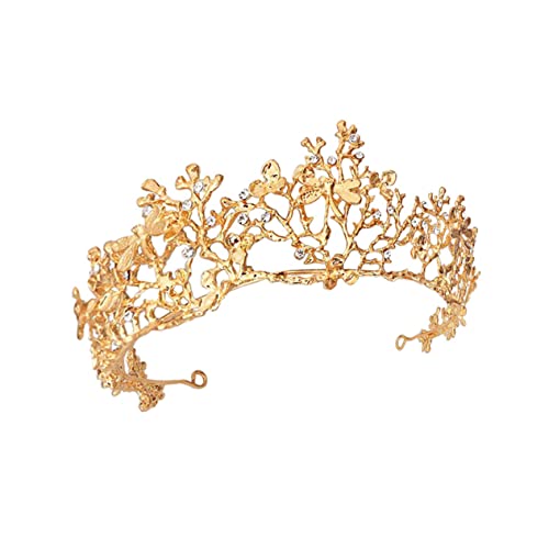 Ipetboom Vintage Goldfarbene Braut Tiara mit Filigranen Strasssteinen Leichtes Hochzeits Haaraccessoire für Braut und Fest Komfortabel und Elegant für Hochzeit Party und Fotoshootings von Ipetboom