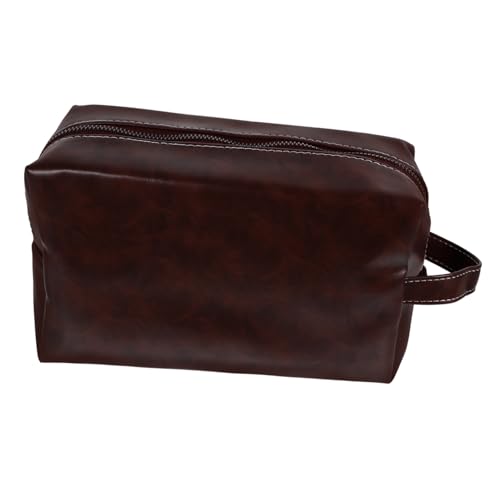 Ipetboom Vintage Kulturbeutel Reise-Make-up-zugkoffer Make-up-Tasche Zur Aufbewahrung Reise-Make-up-etui Kulturbeutel Für Männer Mann Pu-Leder Toilettenartikel Tragbar von Ipetboom