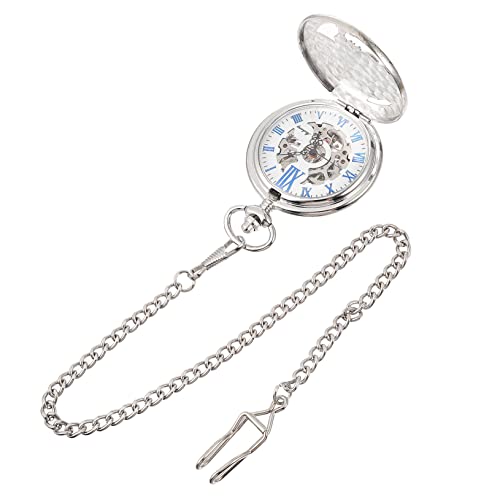 Ipetboom Vintage Mechanische Taschenuhr mit Kette Retro Handaufzug Kreatives Design mit Durchbrüchen Kleidung Dekorationsaccessoires für Herren Damen von Ipetboom