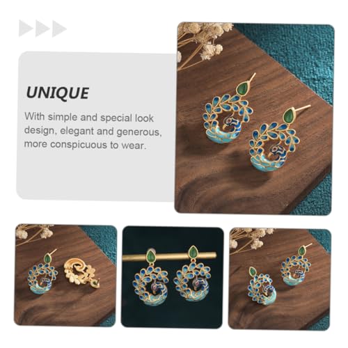 Ipetboom Vintage Ohrringe Emaille Pfau Motiv Retro Agate Ohrstecker Damen Chinesischer Stil Hanfu Schmuck von Ipetboom