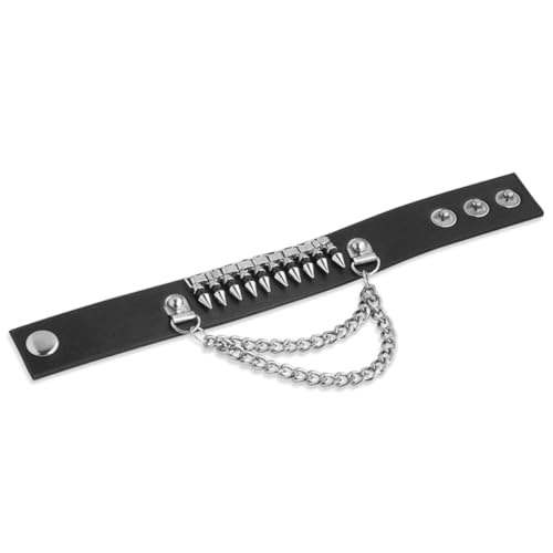 Ipetboom Vintage Punk Style Herren Armband aus Kunstleder mit Metallkugel in Schwarz Robustes Bullet Chain Schmuckstück für Männer Modisches Accessoire im Angesagten Punk Design von Ipetboom