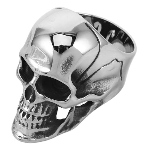 Ipetboom Vintage Skull Ring aus Edelstahl Gotischer Totenkopf fingerschmuck Kratzfestes Punk design für Herren Langlebiger Biker accessoire zur Halloween Alltagsmode von Ipetboom