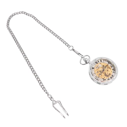 Ipetboom Vintage Taschenuhr Handaufzug Mechanische Hohlraum Uhr Silber Retro Unisex Pocket Watch für Herren und Damen Kette Modisches Accessoire und Praktische Dekoration von Ipetboom