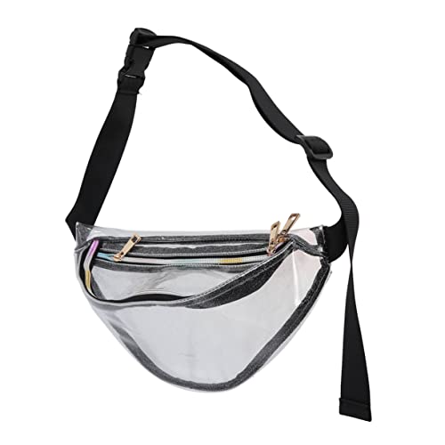 Ipetboom Transparenter Rucksack Für Damen Crossbody Tasche Aus PVC Mit Blumenstickerei Leicht Und Langlebig Hüfttasche Mit Reißverschluss Für Handy Geldbörse Und Schlüssel von Ipetboom