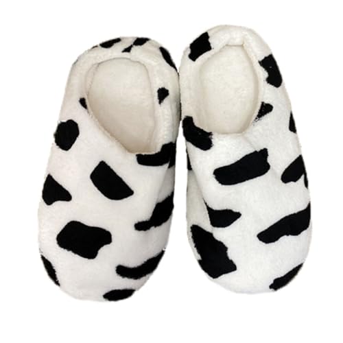 Ipetboom Warme Cow Pattern Hausschuhe Damen Pantoffeln mit Rutschfester Sohle Flauschige Winter Slippers für Zuhause und Indoor Nutzung in klassischem Design von Ipetboom