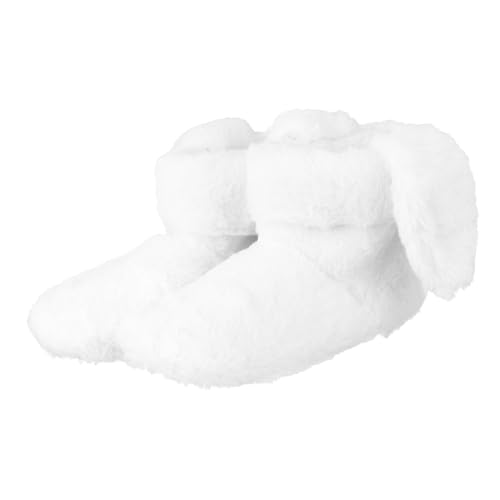 Ipetboom Warme Damen Hausschuhe Weiß Weiche Baumwollstiefel mit Rutschfester Sohle Mittelhohe Indoor Boots für Herbst und Winter Strapazierfähige Flache Boden Boots Gemütliche Home Schuhe von Ipetboom
