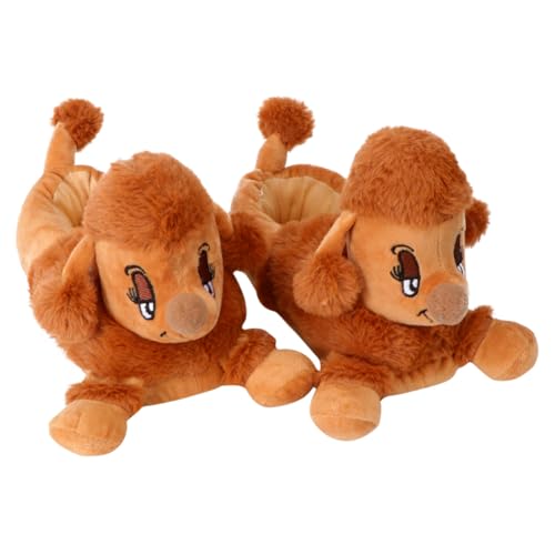 Ipetboom Warme Hausschuhe für Herbst und Winter Weiche Baumwoll Pantoffeln mit Niedlichem Haustierdesign Rutschfeste Indoor Slipper für Damen und Herren Braun von Ipetboom