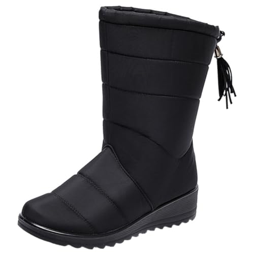 Ipetboom Warme Winterstiefel Damen Mid Tube mit Fleecefutter Rutschfest Dicke Sohle Modisch und für Kalte Tage und Alltagsschnee von Ipetboom