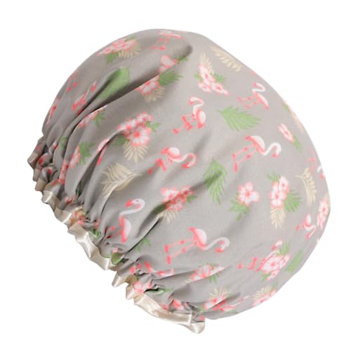 Ipetboom Wasserdichte Duschhaube Damen mit Doppellagigem Ölresistentem Flamingo Design Wiederverwendbar Leicht Geeignet für Dusche Küche Spa und Make Up Anwendungen von Ipetboom