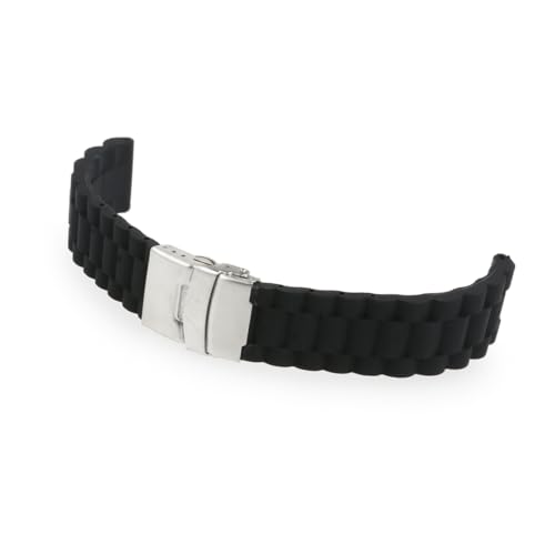 Ipetboom Wasserdichtes Uhrenarmband Aus Silikon Mit Edelstahlschließe Schwarz Für Uhren Mit Anstoßbreite von Ipetboom