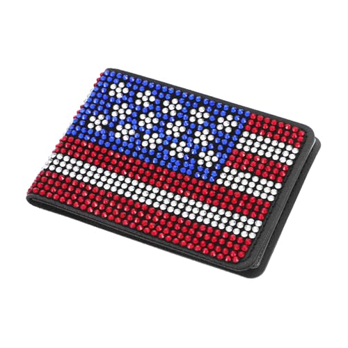 Ipetboom Wasserfester Führerscheinhülle mit Amerikanischer Flagge Glitzer Strasssteine Kratzfestes Auto Dokumentenetui für Karten und Zulassungen Schützende Fahrerlaubnis Mappe für Damen von Ipetboom