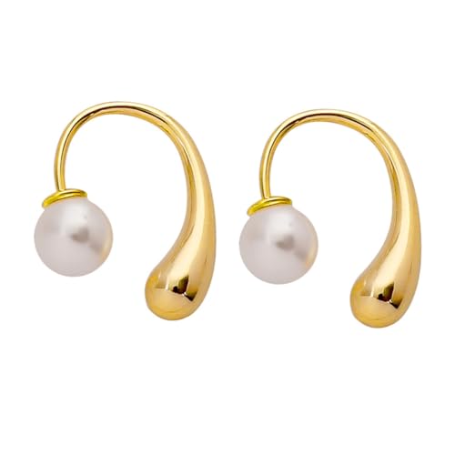 Ipetboom Wassergetragene Gold Ohrstecker Damen Tropfenförmige Perlenohrringe Leichter Hautfreundlicher Schmuck Für Hochzeit Party Alltag Elegantes Design von Ipetboom