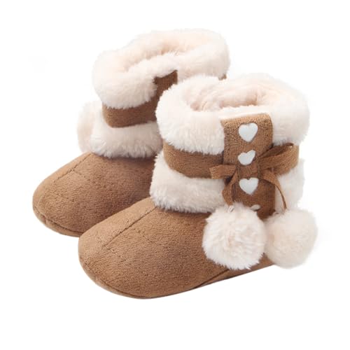 Ipetboom Weiche Winterschuhe mit Baumwollplüsch Niedliche Schleifen Design Prewalker Atmungsaktiv Warm und Rutschfest für Neugeborene Jungen und Mädchen von Ipetboom