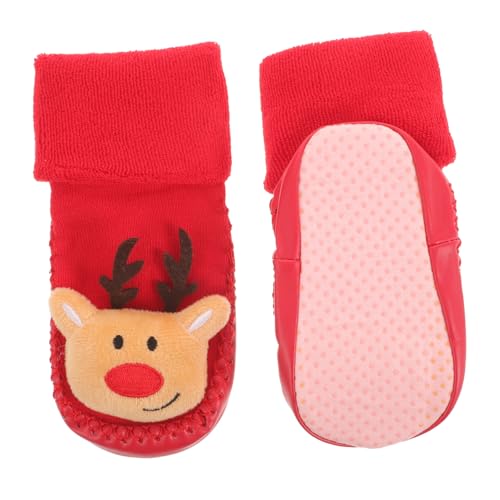 Ipetboom Weihnachtliche Babysocken mit Anti-rutsch-sohle Monate Weiche Baumwolle Warme Rutschfeste Haussocken für Kleinkinder Geschenk zu Weihnachten und Geburtstag von Ipetboom