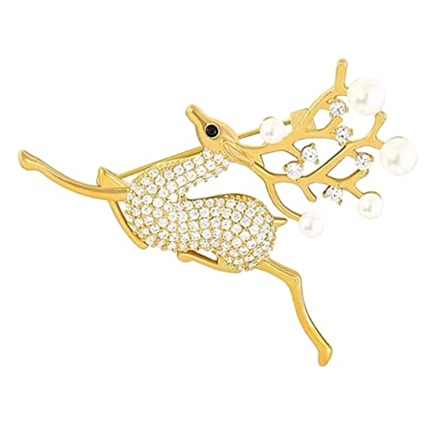 Ipetboom Weihnachtliche Perlen Hirsch Brosche Damen Anstecknadel Stabile Pin Klammer Modisches Accessoire für Jacken Schals Hüte Langlebig und Fest für Festliche Anlässe und Alltag von Ipetboom
