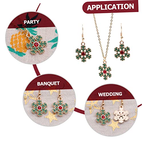 Ipetboom Weihnachtliche Schneeflocken Schmuckset Ohrringe und Halskette für Damen und Mädchen Farbige Weihnachts Ohrringe mit Anhänger Festliche Kette als Passender Christbaumschmuck für von Ipetboom