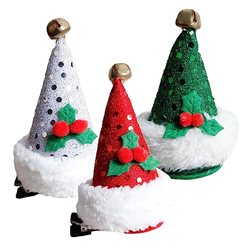 Ipetboom 3stücke Teiliges Weihnachts-haarspangen Für Junge Mädchen Süße Haarschmuck-accessoires Mütze Glocken Und Blättern Für Mädchen Zu Weihnachten von Ipetboom