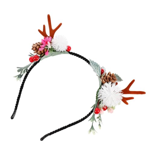 Ipetboom Weihnachtsdekorationen Stirnband Weihnachtliches Hirschhaar-accessoire Haarmanschette Weihnachtsgeweih-kopfschmuck Hirschgeweih Ohren Haarreifen Weihnachtsblume Mädchen Holz Zweig von Ipetboom