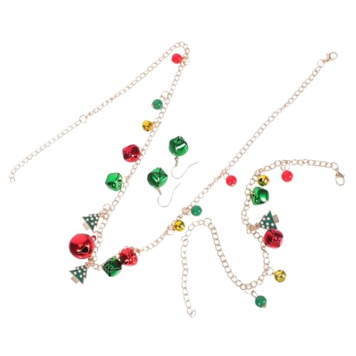 Ipetboom Weihnachtsschmuck-set Damen Jingle Bell Halskette Armband Ohrringe Farbblock Design Festliche Xmas Schmuck für Weihnachtsfeier und Party von Ipetboom