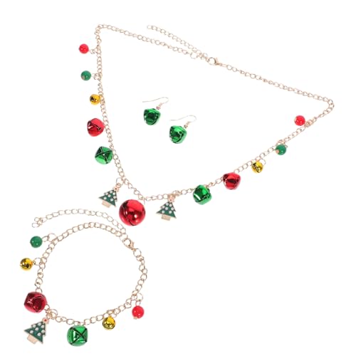 Ipetboom Weihnachtsschmuck set Jingle Bell Halskette Ohrringe Armband Farbblock Design Leicht Komfortabel Hypoallergen Für Frauen Mädchen Weihnachtsfeier von Ipetboom