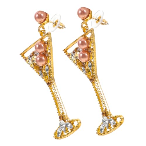 Ipetboom Weinglas Ohrhänger Damen mit Funkelnden Strasssteinen und Champagnerfarbenen Imitationsperlen Leichtes Hautfreundliches Design für Festliche Anlässe Partys und Alltag Ipetboom Weinglas Ohrhänger Damen mit Funkelnden Strasssteinen und Champagnerfarbenen Imitationsperlen Leichtes Hautfreundliches Design für Festliche Anlässe Partys und Alltag von Ipetboom