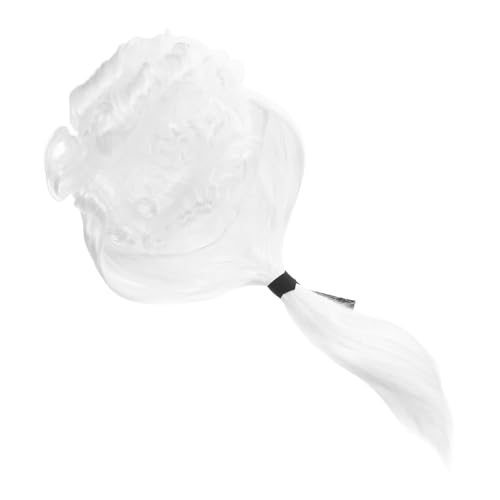 Ipetboom Weiße Lange Lockige Kostümperücke aus Hitzebeständigem Fasermaterial Bequeme Handgefertigte Anwalts und Richterperücke für Cosplay und Historische Verkleidung Einheitsgröße von Ipetboom