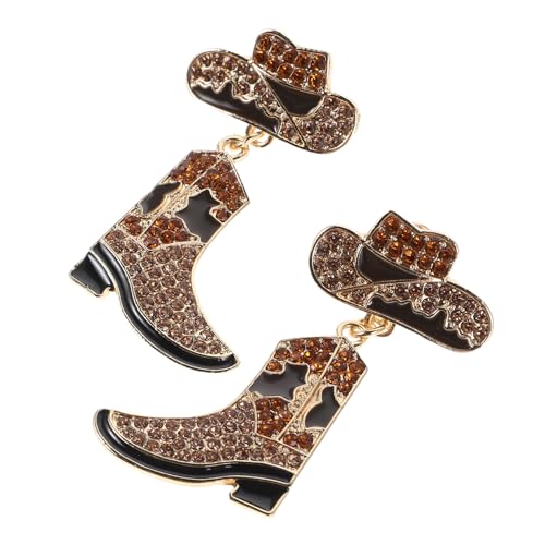 Ipetboom Western Cowgirl Ohrringe mit Strasssteinen Baumelnde Cowboy hut und Stiefel Dangle Ohrringe für Damen Modischer Westernstil Schmuck für Country events und Partys von Ipetboom