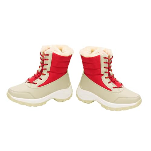 Ipetboom Winter Damen Schneestiefel mit Kunstfellfutter Schnürschuhe aus PU Rutschfeste Langlebige Gummisohle Warm Gefüttert Wasserabweisend für Kalte Herbst und Wintertage von Ipetboom