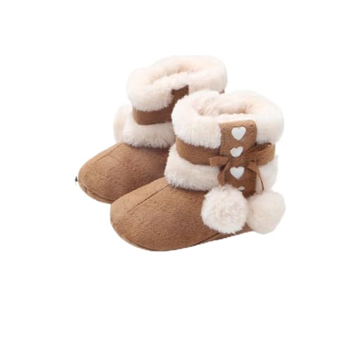 Ipetboom Winterstiefel mit Warmem Baumwollfutter Weiche Lauflernschuhe für Neugeborene und Kleinkinder Rutschfest Niedlicher Schleifen Bowknot Braun von Ipetboom