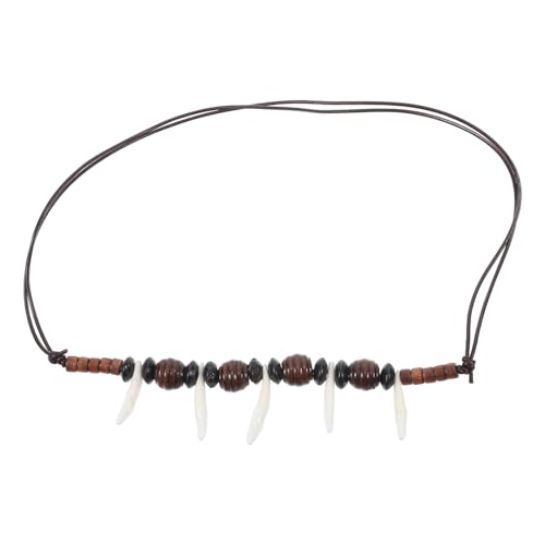Ipetboom Wolfszahn Halskette Herren Verstellbar Leichte Perlenkette Tribal Stil Handgefertigt Weiß Modisch von Ipetboom