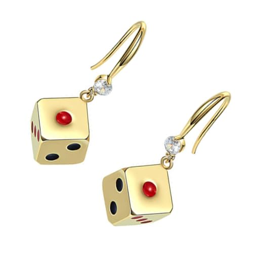 Ipetboom Würfel Ohrringe Damen Glücksanhänger Geometrisch Würfel Ohrhänger Silbern Vintage Stil Für Weihnachten Neujahr Geschenk von Ipetboom