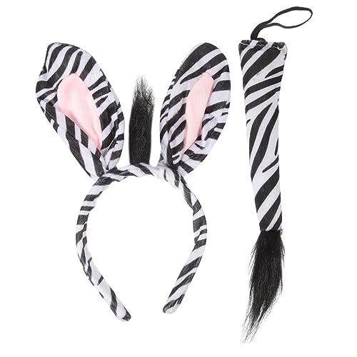 Ipetboom Zebra Haarreif Set Tier Cosplay Stirnband mit Zebraohren Modisches Halloween Kostüm Zubehör für Damen und Bequemes Langlebiges Party Haarband von Ipetboom