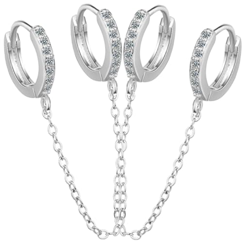 Ipetboom Zirkonia Ohrringe für Frauen Doppelpiercing Kettenohrringe aus Kupfer mit Feiner Verarbeitung und Stilvollem Design Hautfreundlich und Angenehm zu Tragen Modischer Damenschmuck von Ipetboom