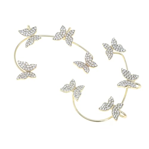 Ipetboom Zirkonia Schmetterling Ohrclips Ohrklemme Ohrschmuck Damen Mädchen Glänzend Langlebig Modisch Vielseitig für Party Alltag Geschenkset Goldfarben von Ipetboom