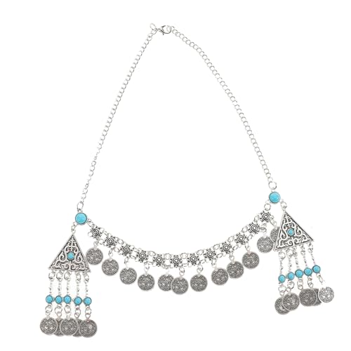 Ipetboom alte Kopfbedeckung Frauen Hochzeitskette Stirn Kopfbedeckung Haarband Vintage Haarschmuck Retro Kopfkette Concho-Gürtel für Damen Country-Gürtel für Damen Zinklegierung Blue von Ipetboom