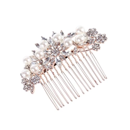 Ipetboom Hochzeit Haarspange Haarschmuck aus Perlen Haarschmuck für die Braut Hochzeit Haarkamm Tiara Brauthaarkamm Haarschmuck für die Hochzeit Strasssteine Kopfbedeckung Zubehör Damen von Ipetboom