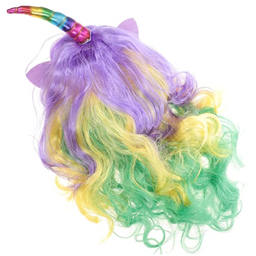 Ipetboom farbige Perücke Cosplay buntes lockiges haar flechten wellige perücke mit Regenbogen Mädchen bunte einhornperücke bunte Lockenperücke gefälschte Haardekoration chemische Faser von Ipetboom