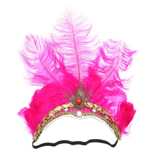 Ipetboom faschingshaareif fasching kopfbedeckung Rosafarbener Kopfschmuck fasching kopfschmuck Logo-Dekoration Rave frauen stirnband Karnevals-Fascinator-Kopfschmuck Feder Rosy von Ipetboom