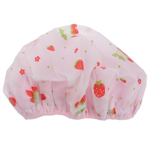 Ipetboom Doppellagige Erdbeer Duschhaube Elastische Badehaube Für Schnelles Trocknen Haarschutz Für Damen Und Herren Duschzubehör Für Badezimmer Saugfähige Badekappe von Ipetboom