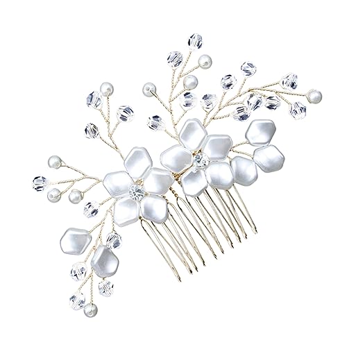 Ipetboom Blumenschmuck Blasen für die Hochzeit Perle Strass Haarkamm Haaraccessoires haarschmuck Tiara Brauteinsatzkamm Perlenblumen-Haarkamm Strasssteine Kopfbedeckung Zubehör von Ipetboom