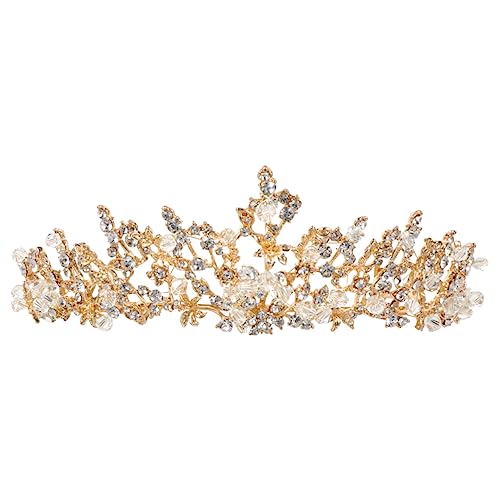 Ipetboom handgefertigte Blattkrone Kristallkrone damenschmuck Turban-Stirnband Kopfschmuck für die Braut Dekor Tiara die Krone Strass-Krone Kronen-Haarreifen Hochzeit Kopfbedeckung Zubehör von Ipetboom