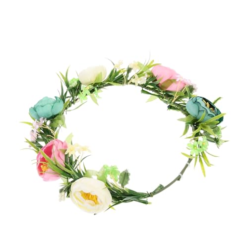 Ipetboom Künstlicher Rosenkranz Grünes Blatt Stirnband Hochzeit Weißer Schleier Stirnband Mit Blumenkranz Blumenkopfschmuck Für Frauen Blumenkranz Stirnband Jahrgang Braut Plastik Ranke von Ipetboom