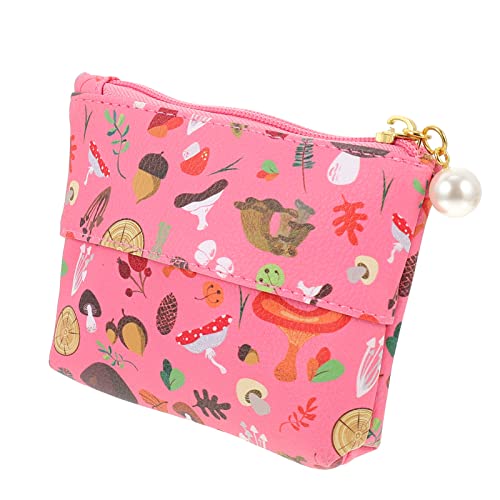 Ipetboom Kleine Kosmetiktasche Aus wasserdichte Leichte Make-up Aufbewahrung Für Reisen Shopping Und Alltag Geldbörse Handlich Und Praktisch Für Erwachsene Rosafarben Mit Pilzdesign von Ipetboom