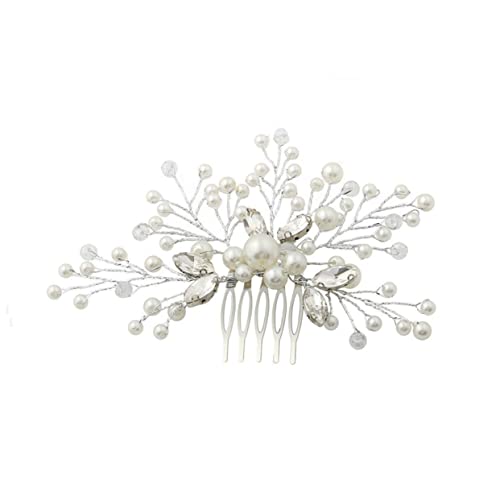 Ipetboom Hochzeit Haarkämme Braut Kopfschmuck Tiara Stutzenhalter Hochzeitshaarkämme Zubehör Für Kopfbedeckungen Braut Weiß Kamm Perle Perlen Und Strasskämme von Ipetboom