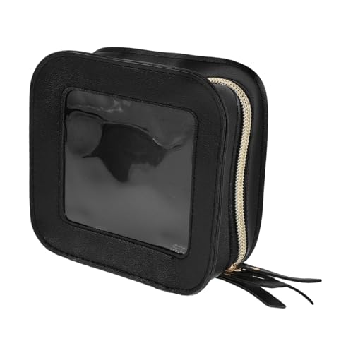 Ipetboom transparente Kosmetiktasche Kulturbeutel für Reisende Frauen Reiseutensilien Toilettenbeutel DIY-Kulturbeutel Duschtaschen Klare Make-up-Organizer-Tasche Wäschesack Pu Schwarz von Ipetboom